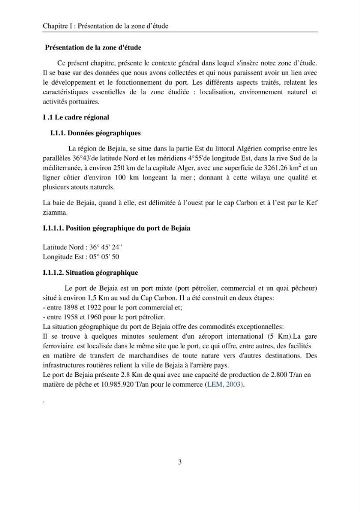 Etude d\'impact sur l\'environnement de l\'extention de terre-plein du port de Bejaia