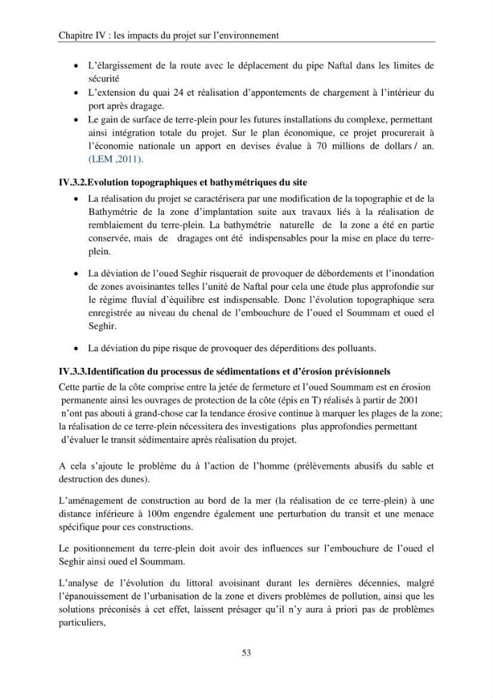 Etude d\'impact sur l\'environnement de l\'extention de terre-plein du port de Bejaia