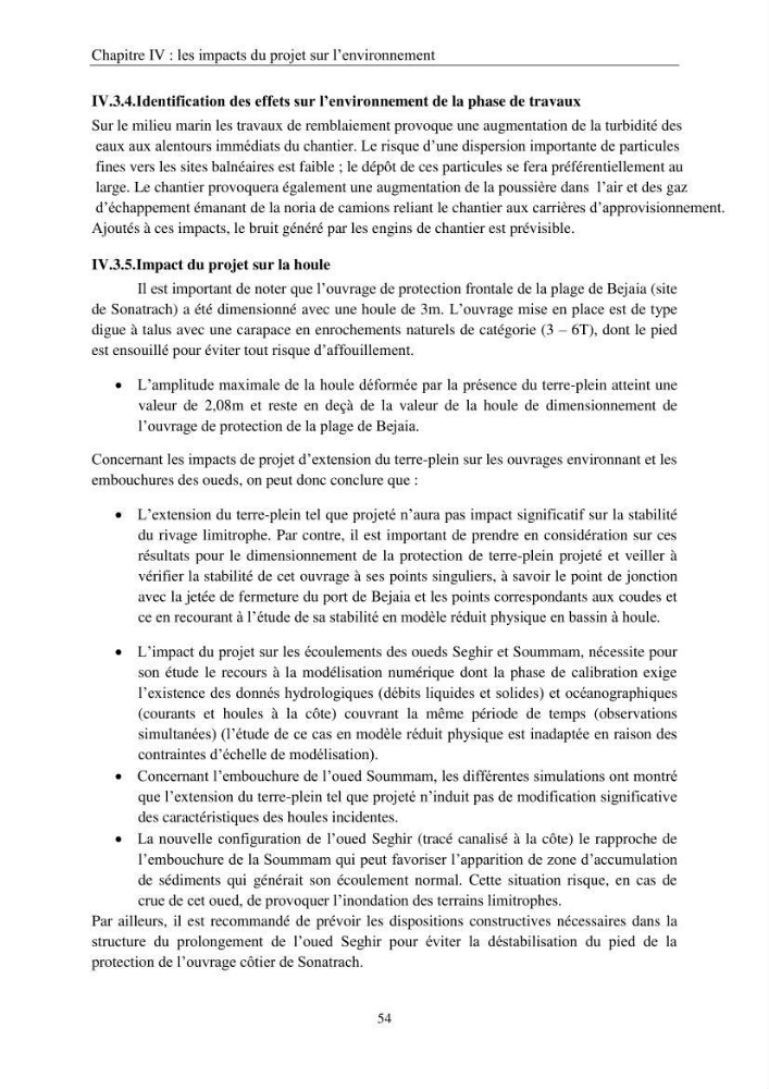 Etude d\'impact sur l\'environnement de l\'extention de terre-plein du port de Bejaia