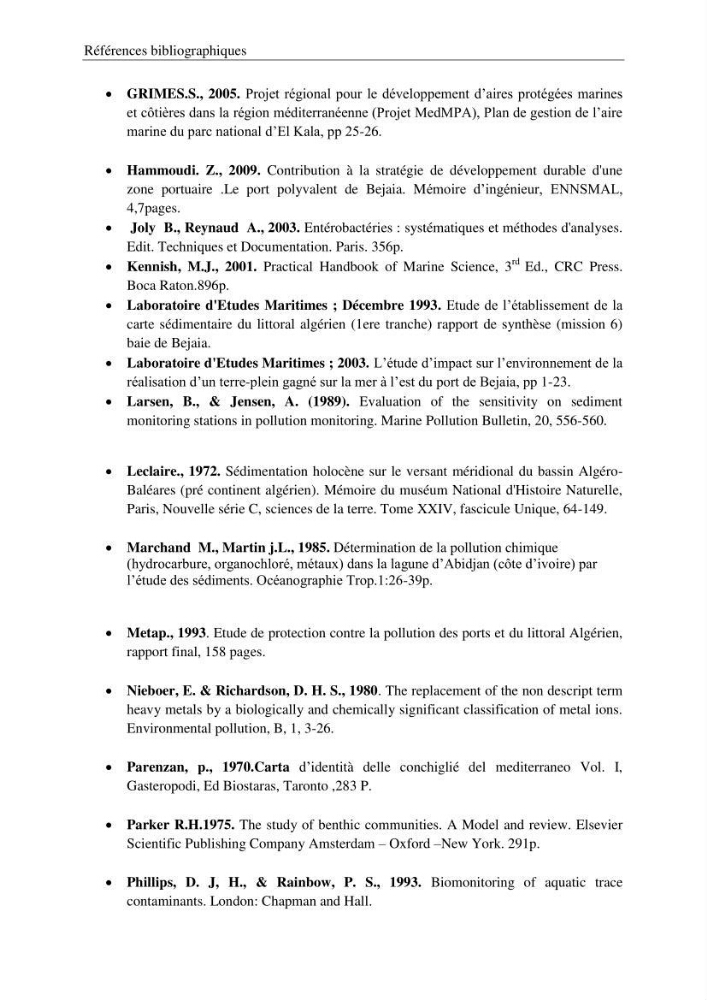 Etude d\'impact sur l\'environnement de l\'extention de terre-plein du port de Bejaia