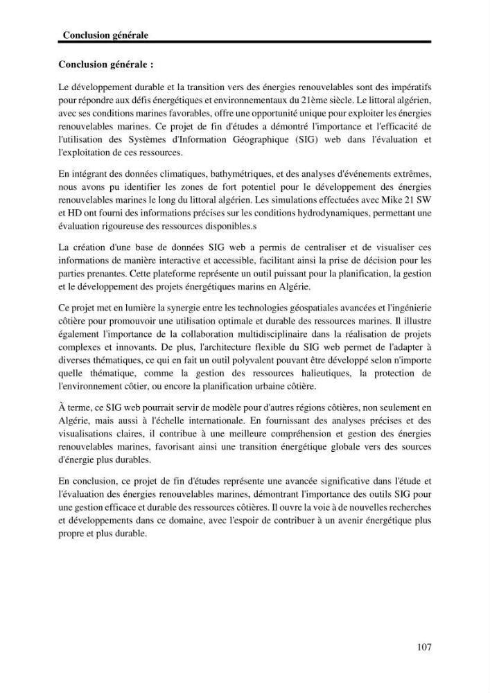 Développement d\'un SIG-WEB pour l\'étude et l\'évaluation des énergies renouvelables marines le long du littoral algérien