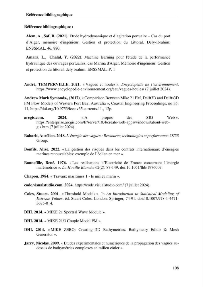 Développement d\'un SIG-WEB pour l\'étude et l\'évaluation des énergies renouvelables marines le long du littoral algérien