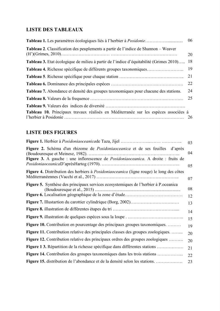Contribution à l’étude de la biodiversité faunistique associée à l’écosystème à Posidoniaoceanica