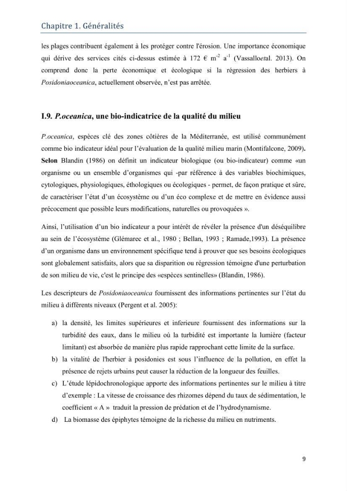 Contribution à l’étude de la biodiversité faunistique associée à l’écosystème à Posidoniaoceanica
