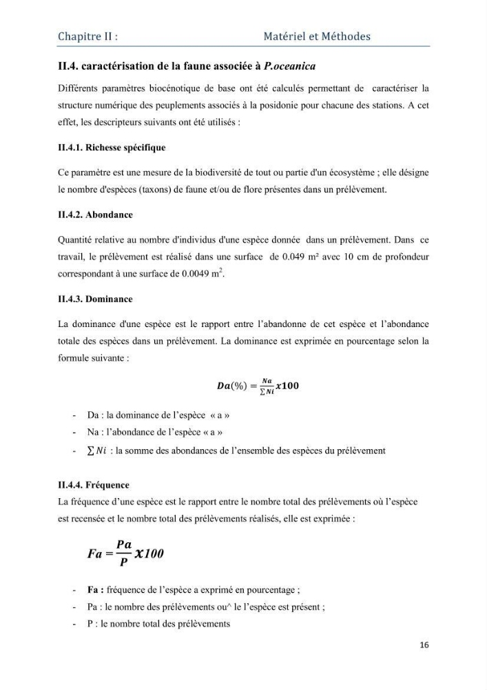 Contribution à l’étude de la biodiversité faunistique associée à l’écosystème à Posidoniaoceanica