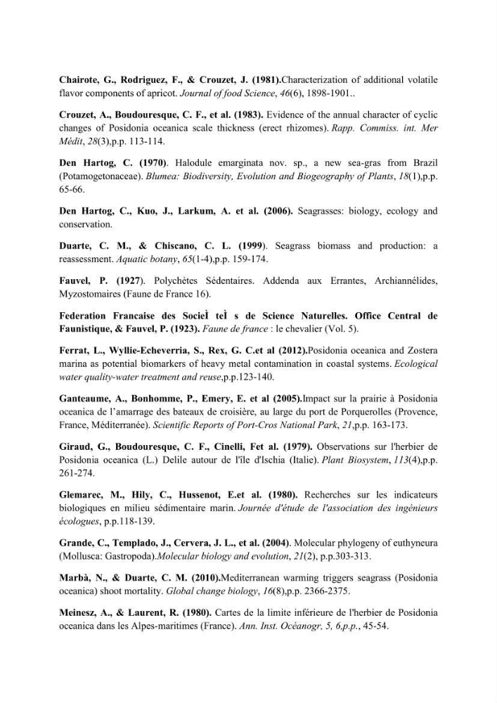 Contribution à l’étude de la biodiversité faunistique associée à l’écosystème à Posidoniaoceanica