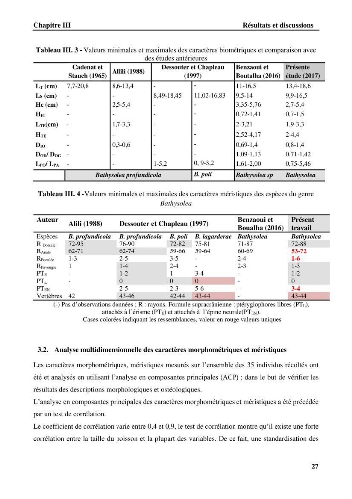 Contribution à l\'étude systématique du genre Bathysolea Roule,1916 (Pleuronnectiformes, Soleidae) des côtes Algeriennes
