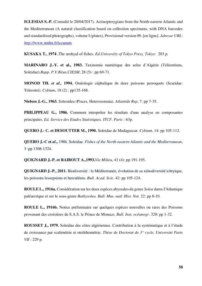 Contribution à l\'étude systématique du genre Bathysolea Roule,1916 (Pleuronnectiformes, Soleidae) des côtes Algeriennes