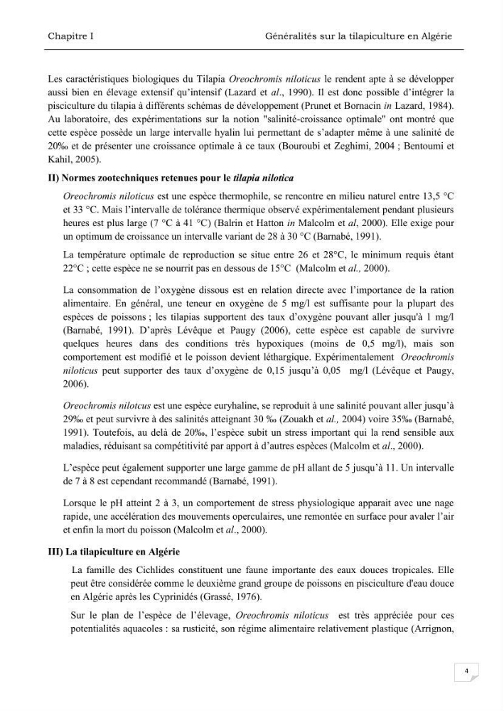 Analyse des aménagements piscicoles et de la gestion sanitaire de la ferme aquacole \"Ezzahra\":