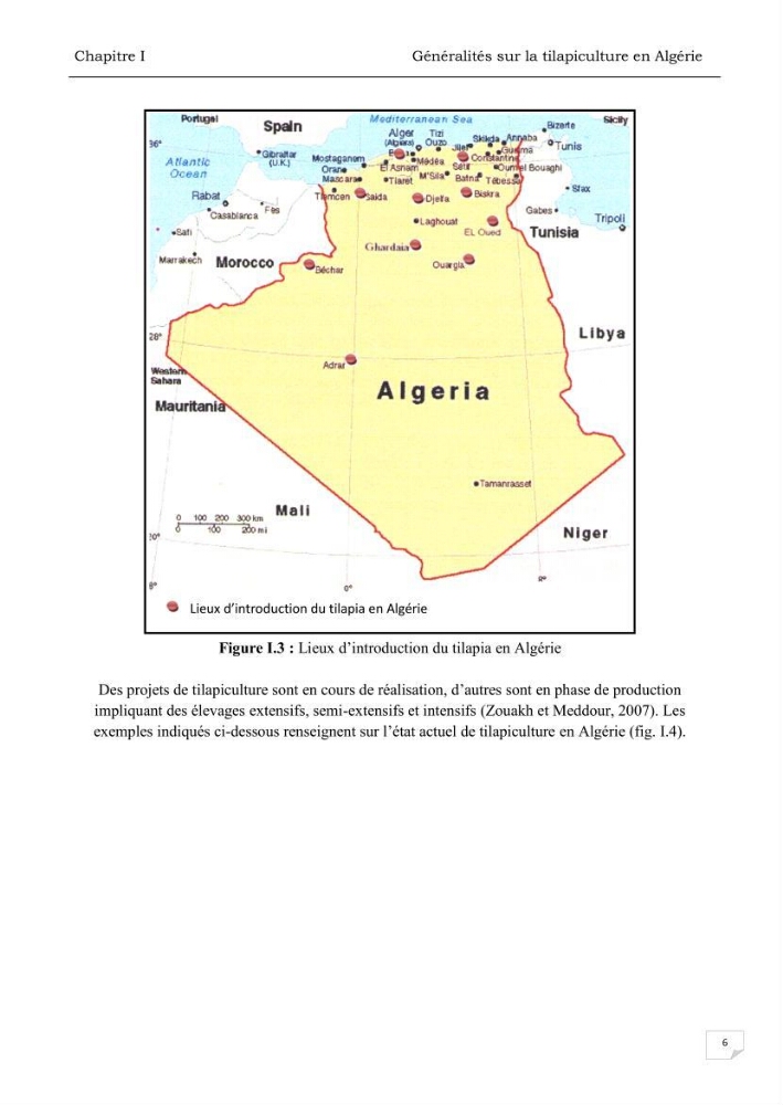 Analyse des aménagements piscicoles et de la gestion sanitaire de la ferme aquacole \"Ezzahra\":