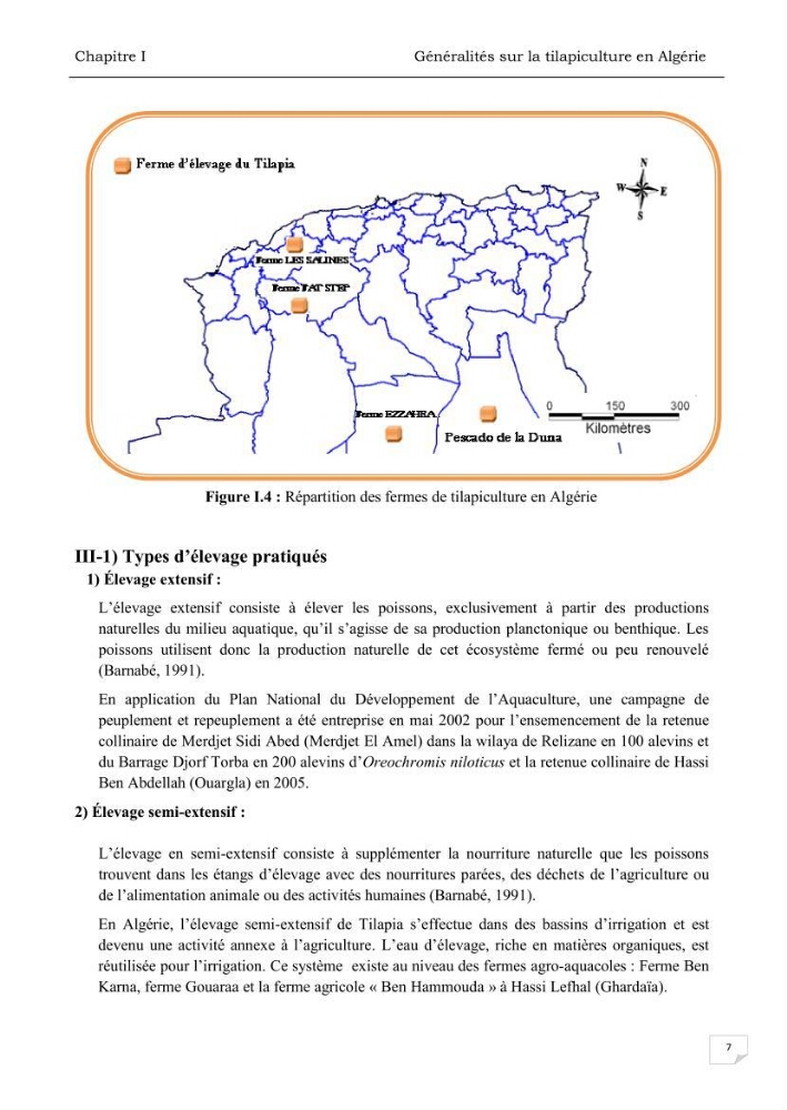 Analyse des aménagements piscicoles et de la gestion sanitaire de la ferme aquacole \"Ezzahra\":
