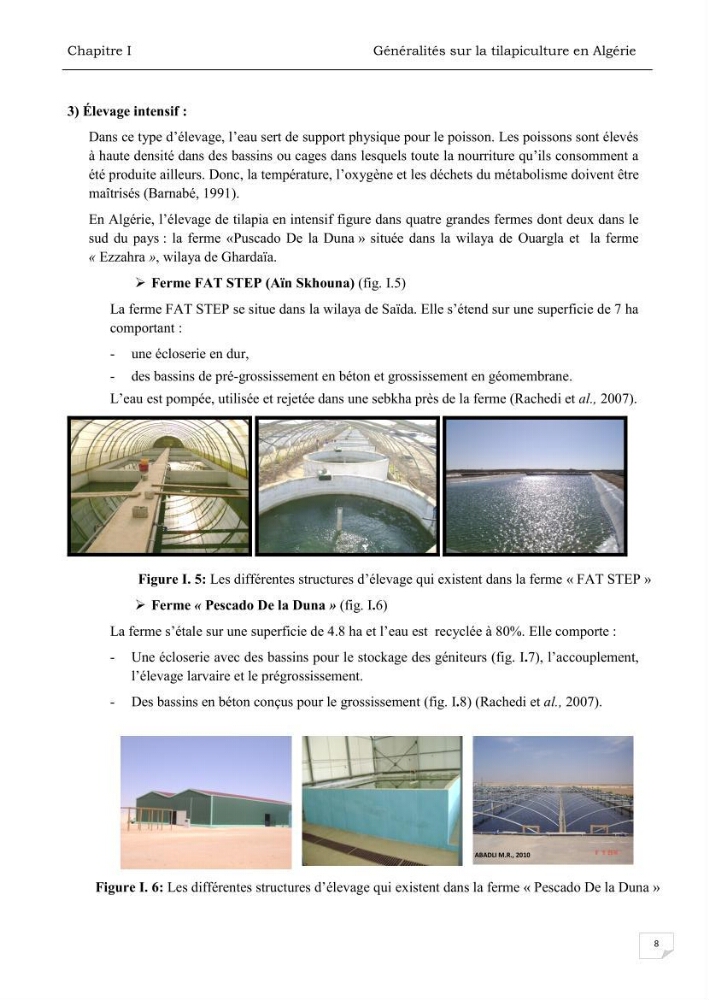 Analyse des aménagements piscicoles et de la gestion sanitaire de la ferme aquacole \"Ezzahra\":
