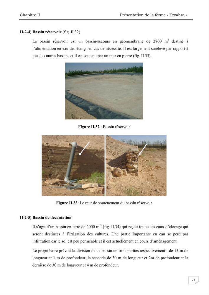Analyse des aménagements piscicoles et de la gestion sanitaire de la ferme aquacole \"Ezzahra\":
