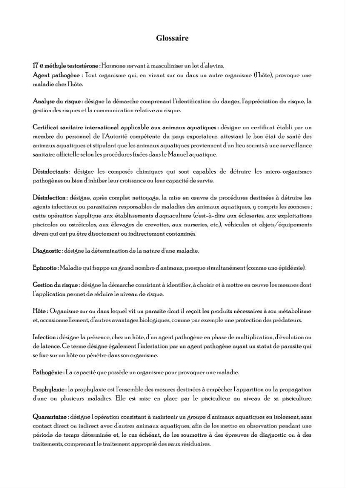 Analyse des aménagements piscicoles et de la gestion sanitaire de la ferme aquacole \"Ezzahra\":