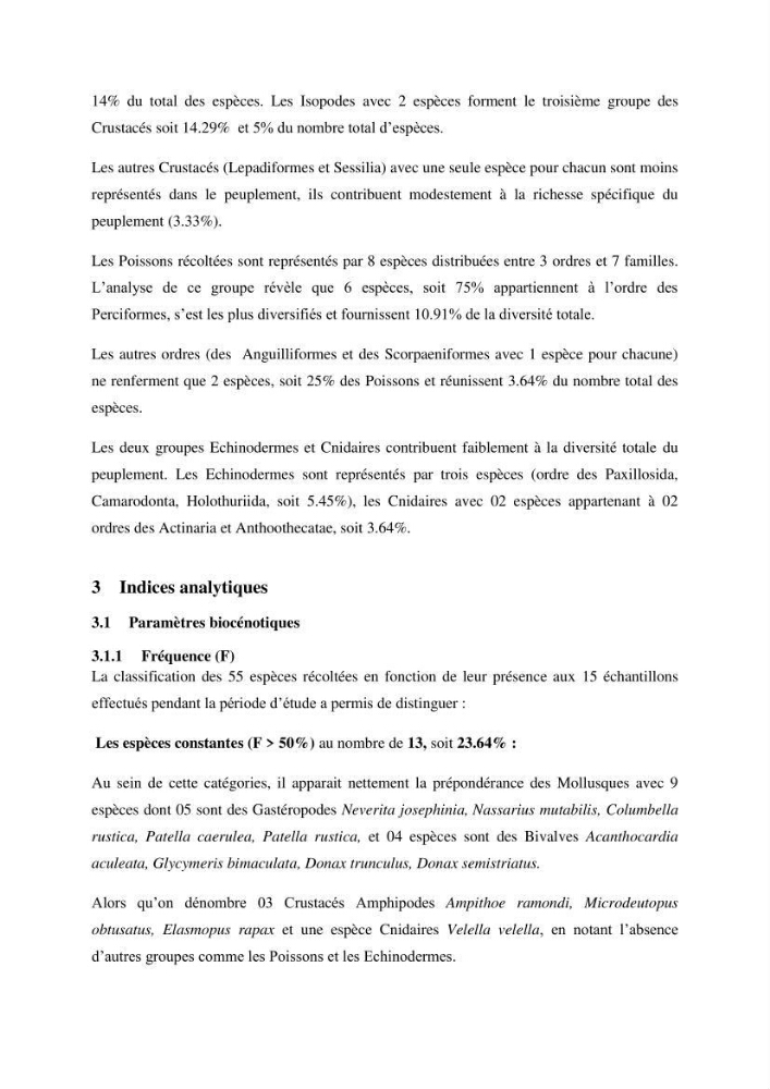 Inventaire du benthos des zones rocheuses de la région d’El Kala: prélèvements de mai 2017 et mai 2018