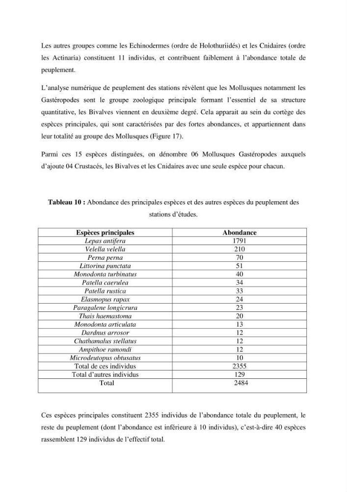 Inventaire du benthos des zones rocheuses de la région d’El Kala: prélèvements de mai 2017 et mai 2018