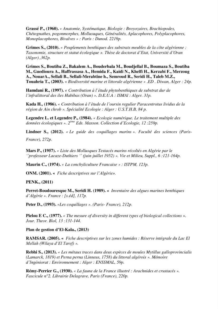 Inventaire du benthos des zones rocheuses de la région d’El Kala: prélèvements de mai 2017 et mai 2018