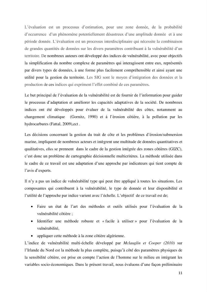 Calcul d\'indice multi-échelle de la vulnérabilité côtière