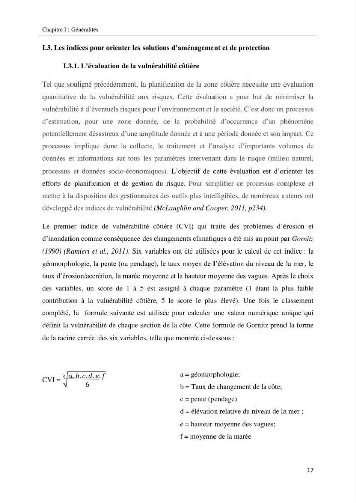 Calcul d\'indice multi-échelle de la vulnérabilité côtière