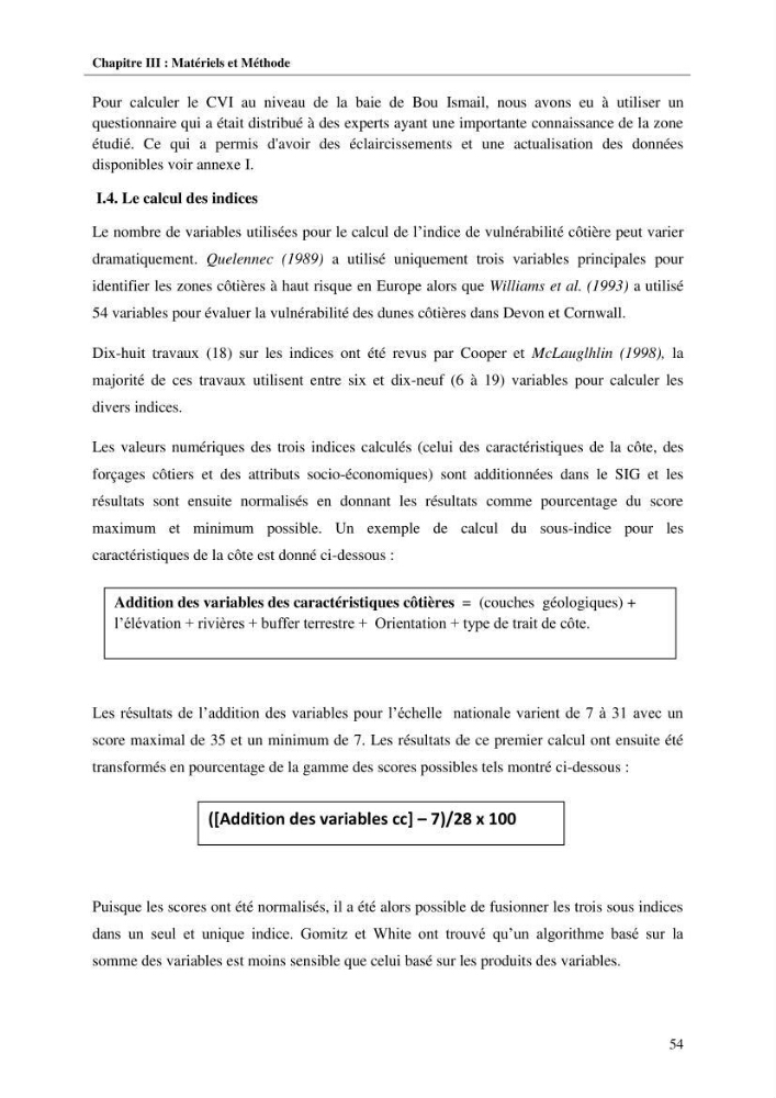 Calcul d\'indice multi-échelle de la vulnérabilité côtière