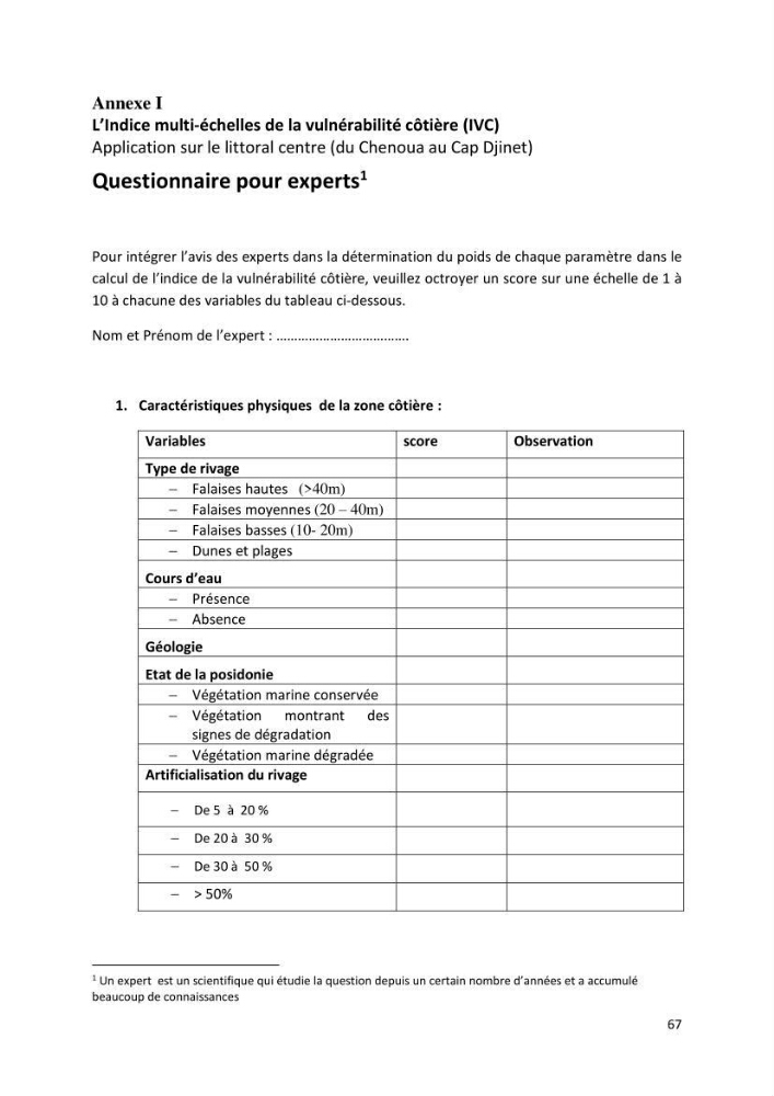 Calcul d\'indice multi-échelle de la vulnérabilité côtière