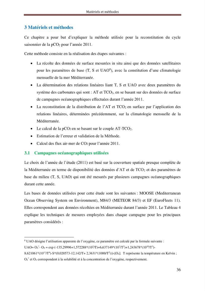 Reconstitution du cycle saisonnier de la pression partielle du CO2 en Méditerranée durant l’année 2011