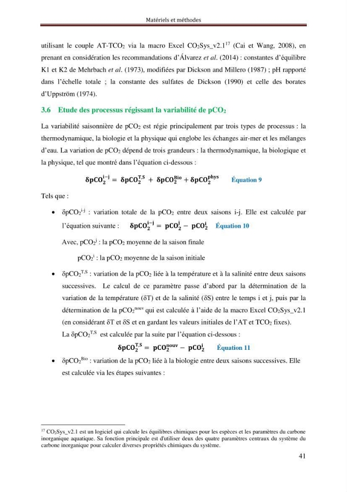 Reconstitution du cycle saisonnier de la pression partielle du CO2 en Méditerranée durant l’année 2011