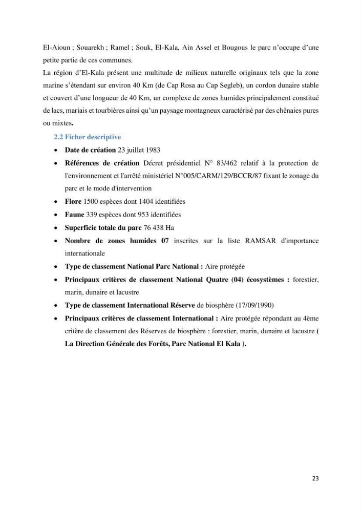 Contribution à la prévention et à la gestion des feux de forêts dans le parc national d\'El Kala (Nord Est de l\'Algérie) par télédétection et leurs incidences sur le milieu marin