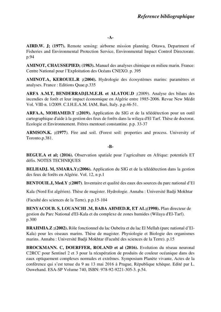 Contribution à la prévention et à la gestion des feux de forêts dans le parc national d\'El Kala (Nord Est de l\'Algérie) par télédétection et leurs incidences sur le milieu marin