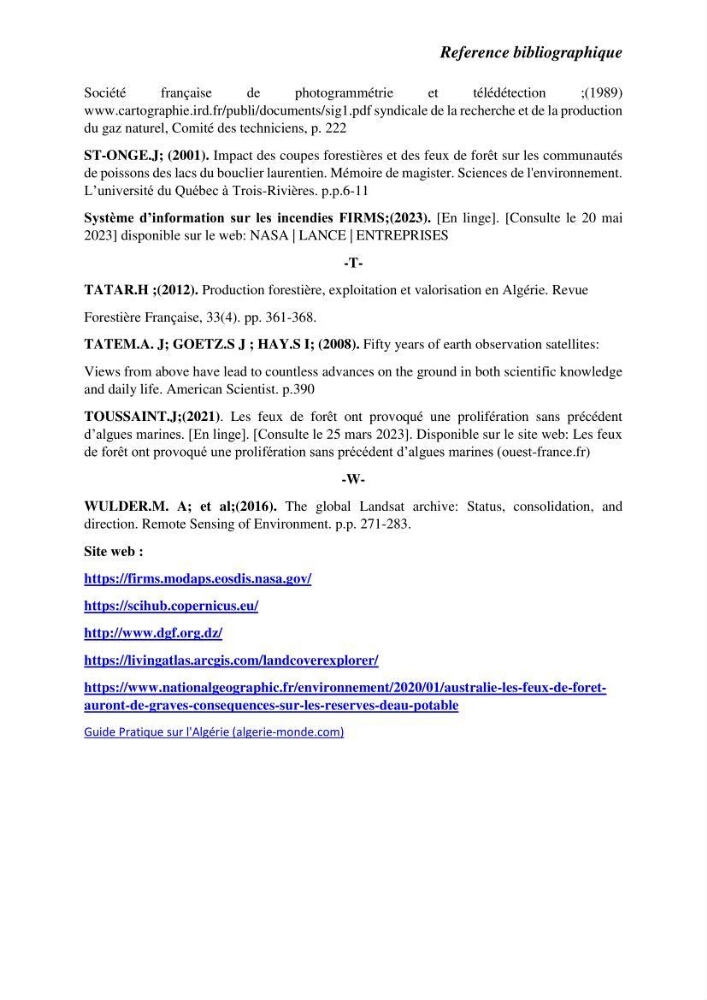 Contribution à la prévention et à la gestion des feux de forêts dans le parc national d\'El Kala (Nord Est de l\'Algérie) par télédétection et leurs incidences sur le milieu marin