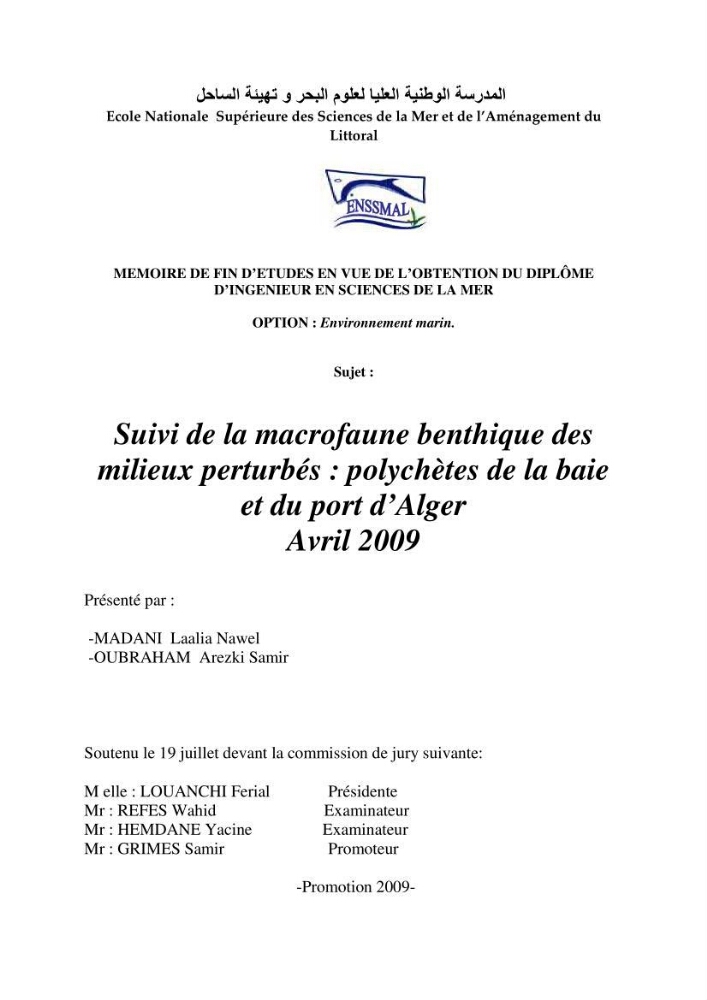 Suivi de la macrofaune benthique des milieux perturbés