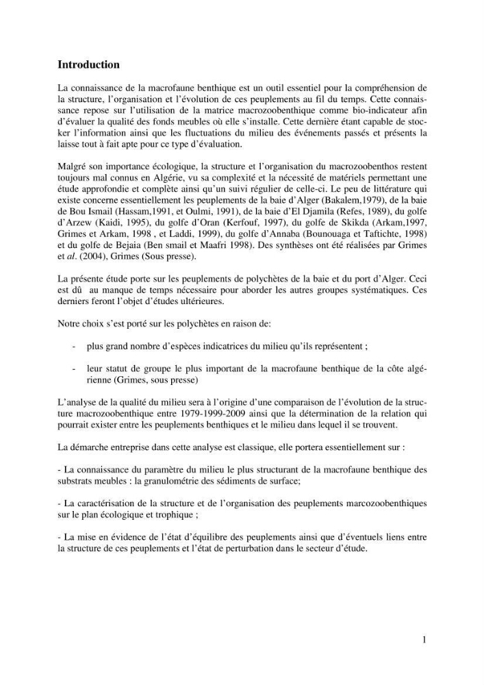 Suivi de la macrofaune benthique des milieux perturbés