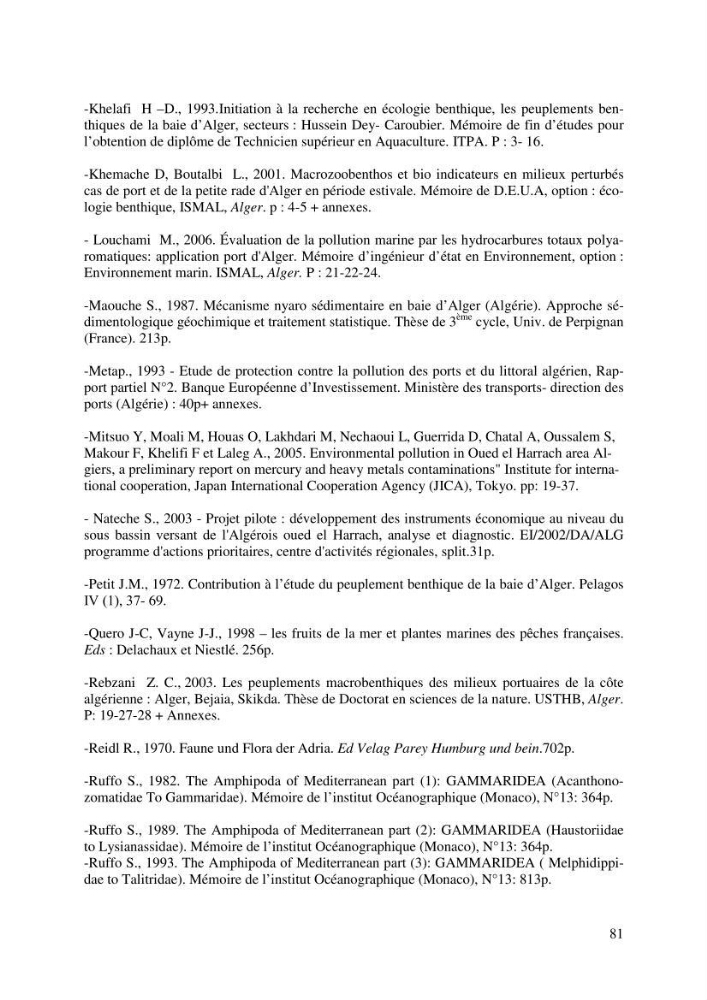 Suivi de la macrofaune benthique des milieux perturbés