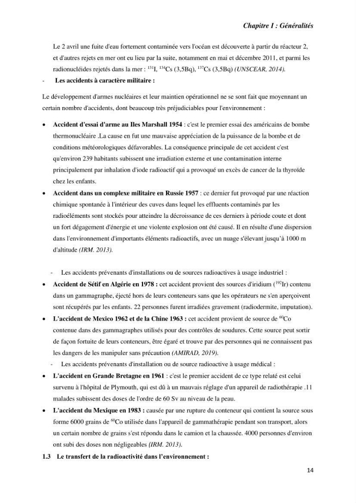 Etude radioécologique du littoral Algérois: cas d\'algues marines