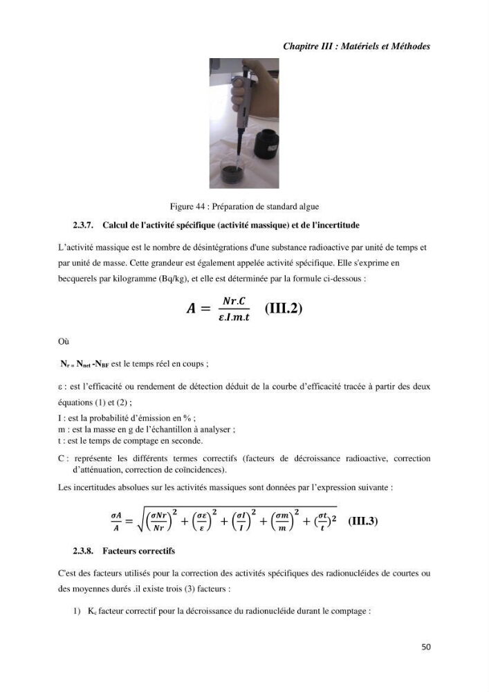 Etude radioécologique du littoral Algérois: cas d\'algues marines