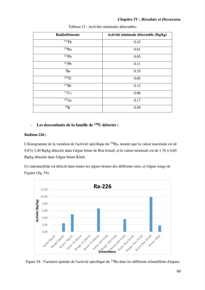Etude radioécologique du littoral Algérois: cas d\'algues marines