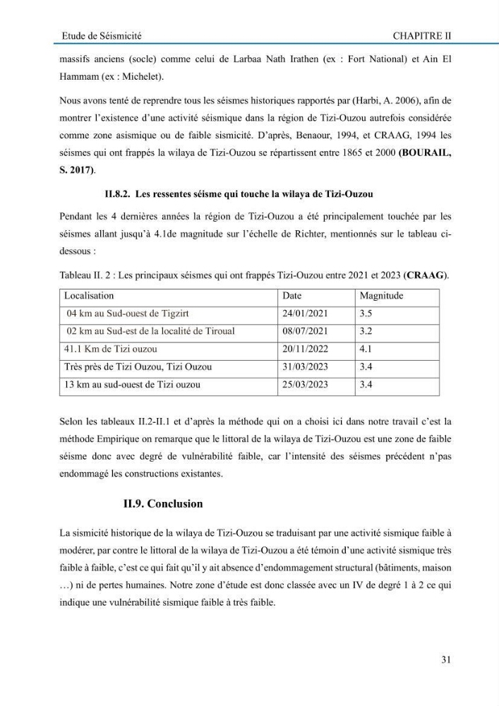 Evaluation de la vulnérabilité du littoral de la wilaya de Tizi-Ouzou face aux de géo-risques côtiers