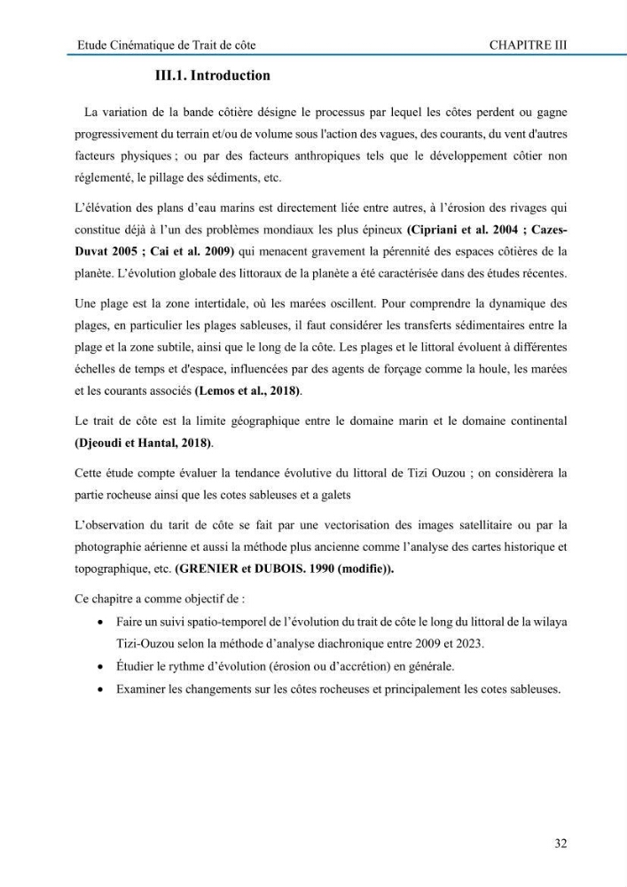Evaluation de la vulnérabilité du littoral de la wilaya de Tizi-Ouzou face aux de géo-risques côtiers