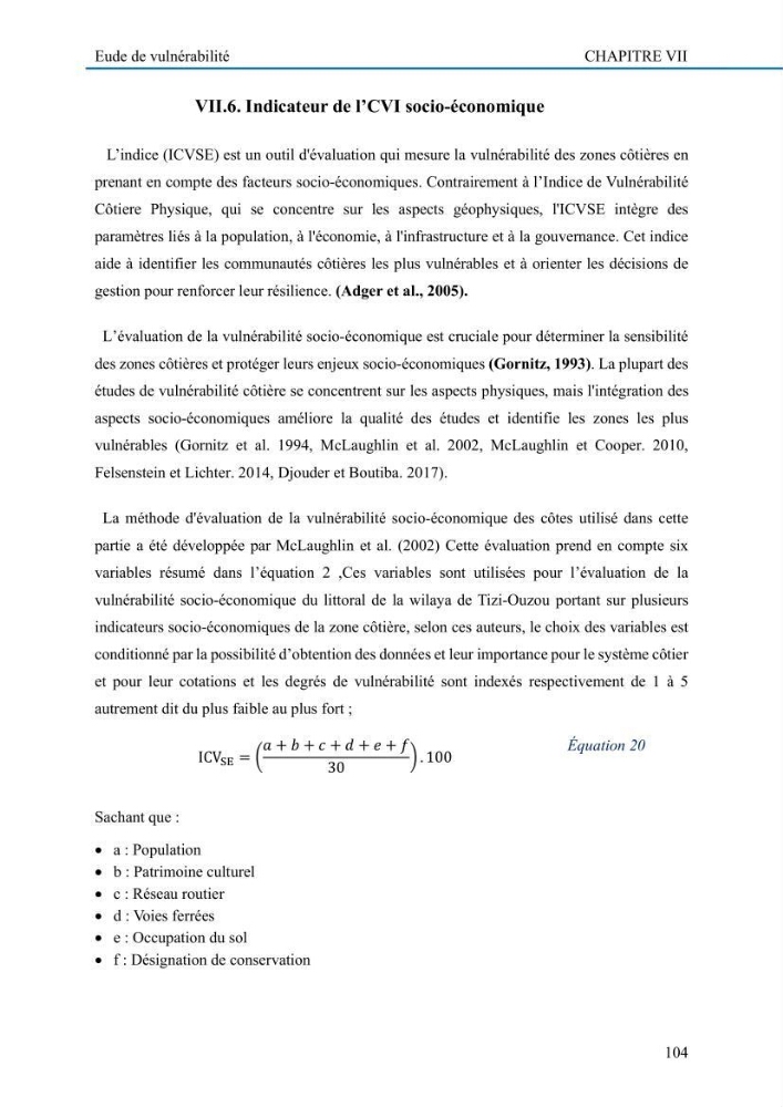 Evaluation de la vulnérabilité du littoral de la wilaya de Tizi-Ouzou face aux de géo-risques côtiers