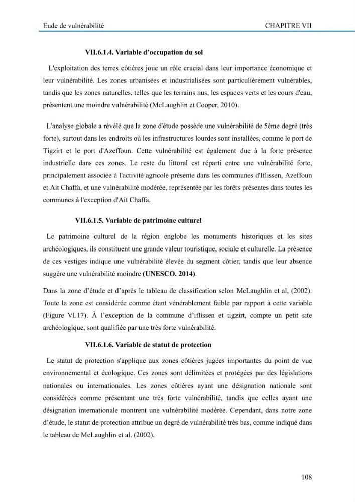 Evaluation de la vulnérabilité du littoral de la wilaya de Tizi-Ouzou face aux de géo-risques côtiers
