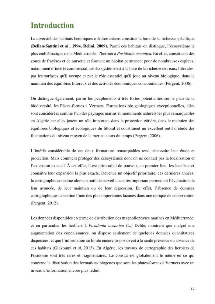 Cartographie de la limite supérieure de l\'herbier à Posidonia oceanica et du Trottoir à Vernets dans la région de Tipaza