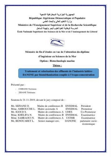 Traitement et valorisation des effluents de l’industrie laitière DANONE par biométhanisation couplée à l’évapo-concentration: Traitement et valorisation des effluents de l’industrie laitière DANONE par biométhanisation couplée à l’évapo-concentration: