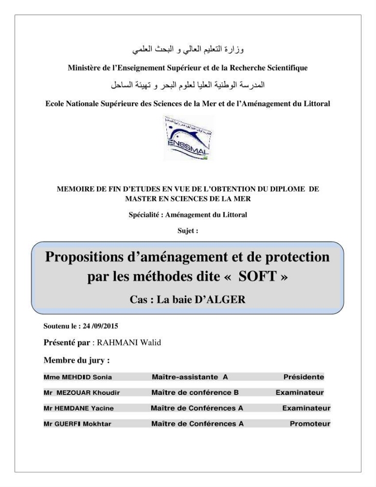 Propositions d\'aménagement et de protection par les méthodes dites \"SOFT\"