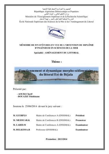 Fonctionnement et dynamique morpho-sédimentaire du littoral Est de Béjaia: Fonctionnement et dynamique morpho-sédimentaire du littoral Est de Béjaia: