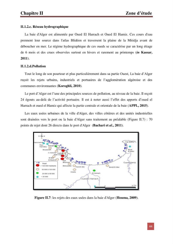 Etude prospective de la pollution marine de la baie d\'Alger: