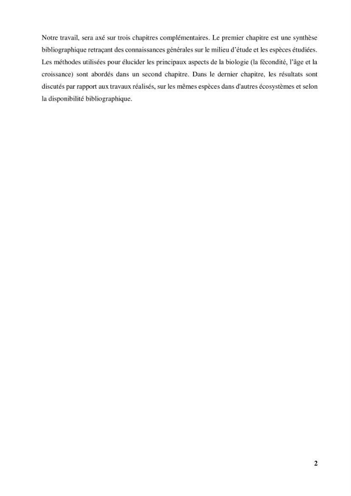 Estimation de la fécondité, de l’âge et modélisation de la croissance des espèces du genre Spicara (Sparidae) de la région centre algérienne.: