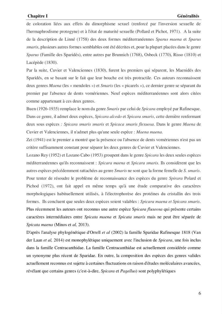 Estimation de la fécondité, de l’âge et modélisation de la croissance des espèces du genre Spicara (Sparidae) de la région centre algérienne.: