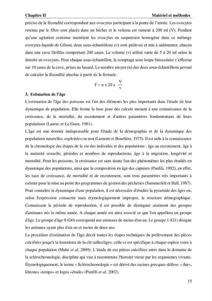 Estimation de la fécondité, de l’âge et modélisation de la croissance des espèces du genre Spicara (Sparidae) de la région centre algérienne.: