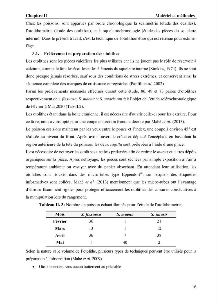 Estimation de la fécondité, de l’âge et modélisation de la croissance des espèces du genre Spicara (Sparidae) de la région centre algérienne.: