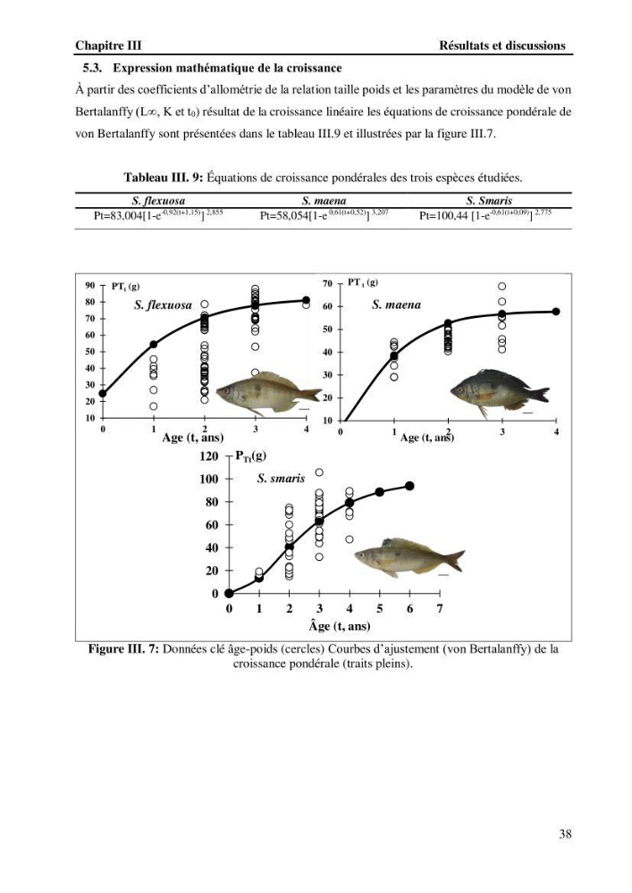 Estimation de la fécondité, de l’âge et modélisation de la croissance des espèces du genre Spicara (Sparidae) de la région centre algérienne.: